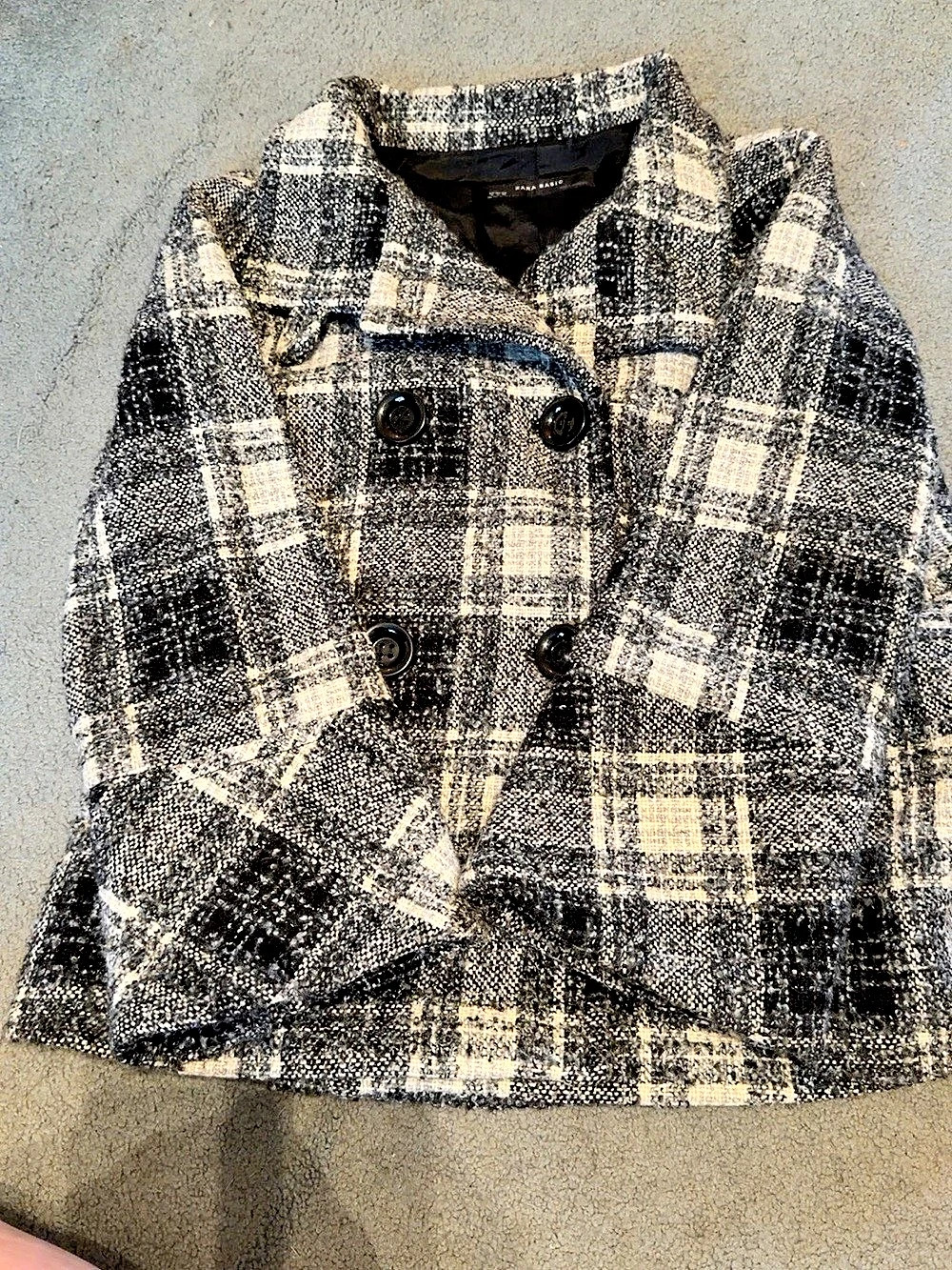 Zara Plaid Double-Breasted Coat